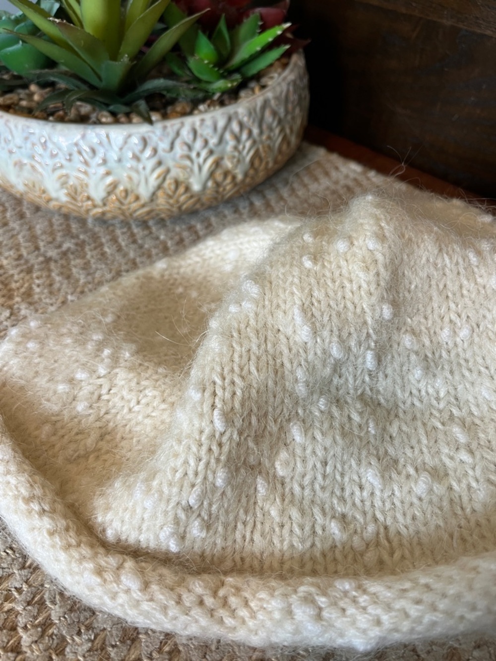 Hand Knit Mohair Beanie Hat - Picture 4 of 8
